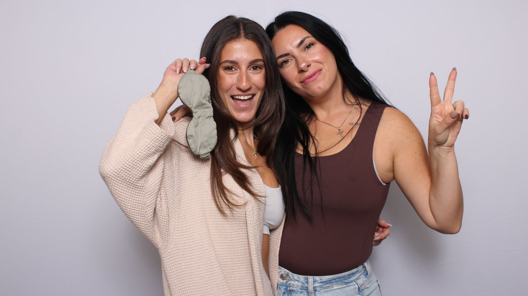 Two woman having smiling.