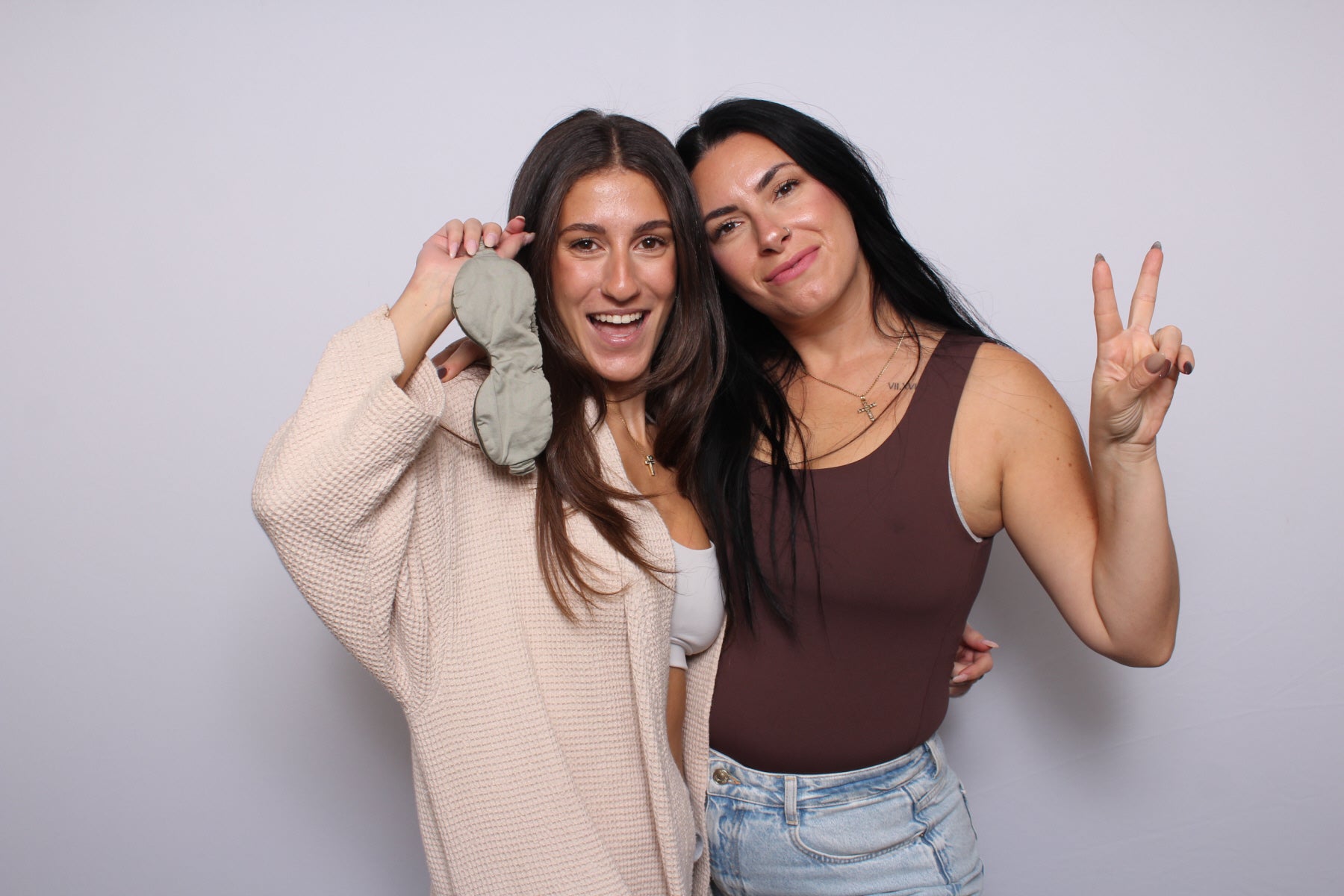Two woman having smiling.